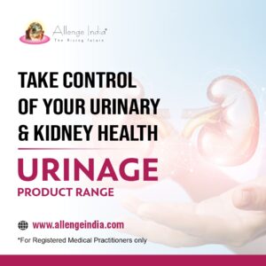 Urinage range by Allenge India – urology product lineup for PCD pharma franchise.
