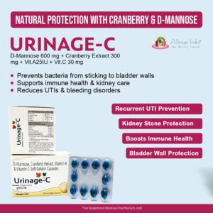 Urinage range by Allenge India – urology product lineup for PCD pharma franchise.