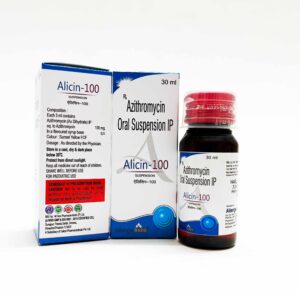 Alicin-100 ,allengeindia, ALICIN (Azithromycin) is a broad-spectrum antibiotic used to treat respiratory infections, skin conditions, and STIs like chlamydia.