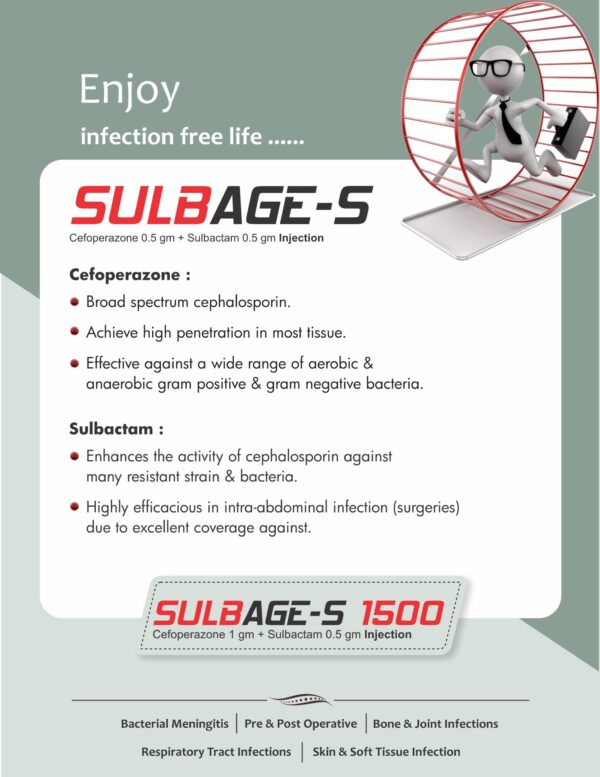 Sulbage-s,allengeindia, Cefoperazone 500 mg + Sulbactum 500 mg, antibiotic, drug products, injectable