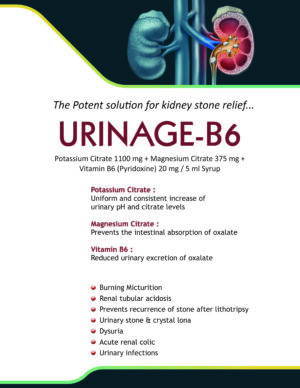Kidney stone prevention and UTI relief syrup manufactured by Allenge India, Panchkula.