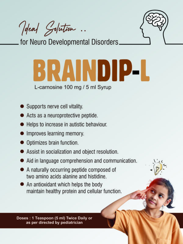 L-Carnosine 100 mg / 5 ml, BRAINDIP-L, ALLENGE INDIA, ALLENGEINDIA PANCHKULA, allenge india,pcd franchise, pcd company