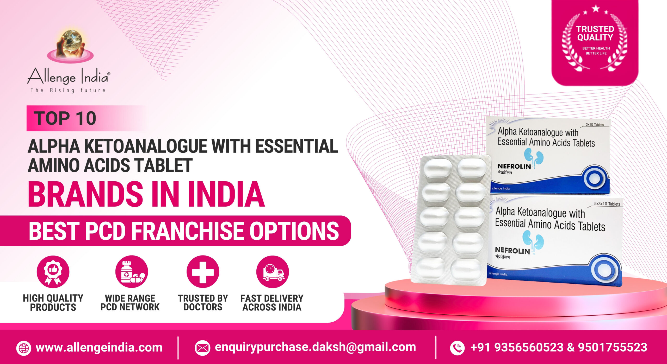 Top 10 Alpha Ketoanalogue with Essential Amino Acids Tablet Brands in India (Best PCD Options)